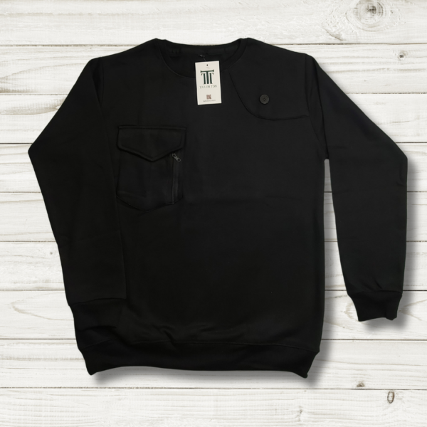 Men's Fleece Sweatshirt with Button Detail and Zipper Pocket – Soft & Warm - Image 4