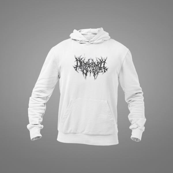 White Hoodie with Gothic Eromis Logo Design