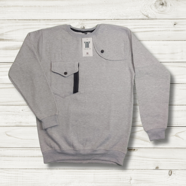 Men's Fleece Sweatshirt with Button Detail and Zipper Pocket – Soft & Warm - Image 3