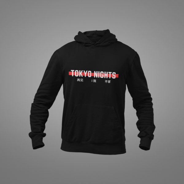 Tokyo Nights Black Hoodie – Urban Streetwear - Image 2